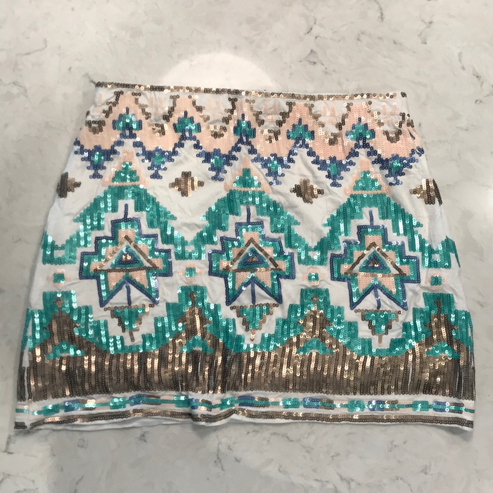 White/Pink/Teal Sequin Skirt